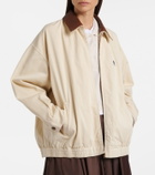 Prada Leather-trimmed oversized cotton blouson jacket
