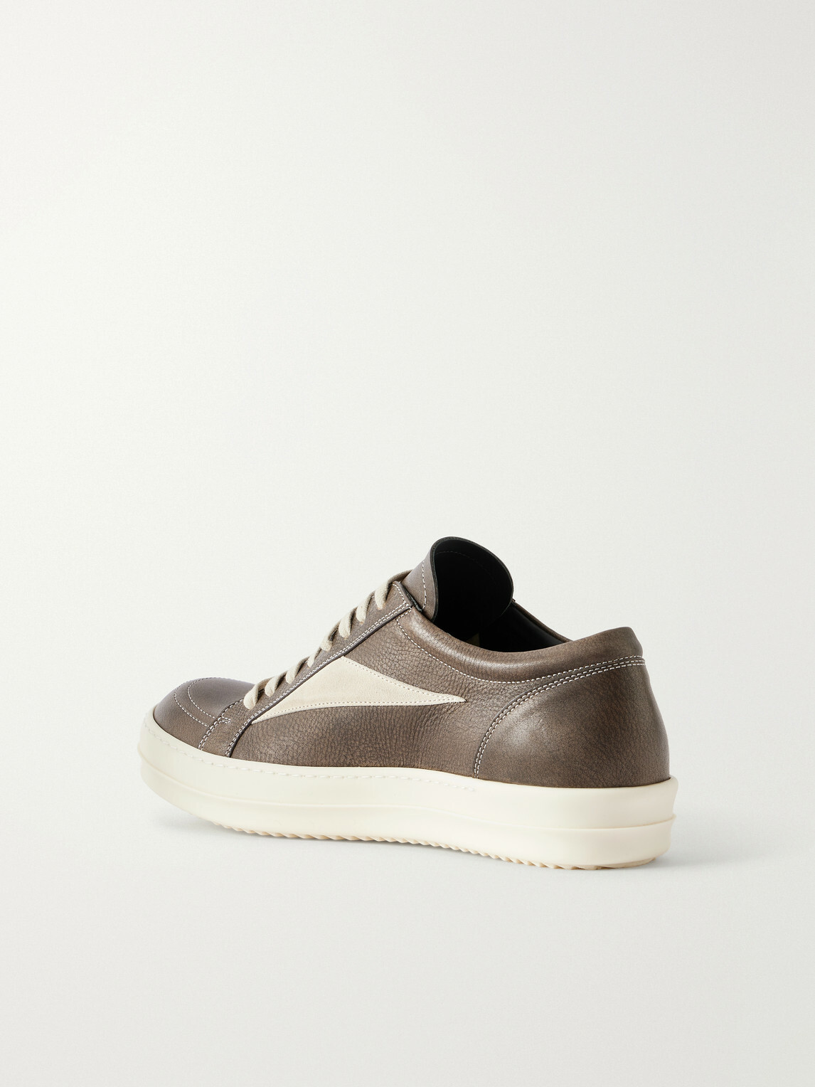 Rick Owens - Vintage Sneaks Suede-Trimmed Full-Grained Leather Sneakers - Brown