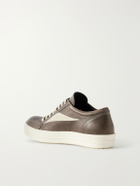 Rick Owens - Vintage Sneaks Suede-Trimmed Full-Grained Leather Sneakers - Brown