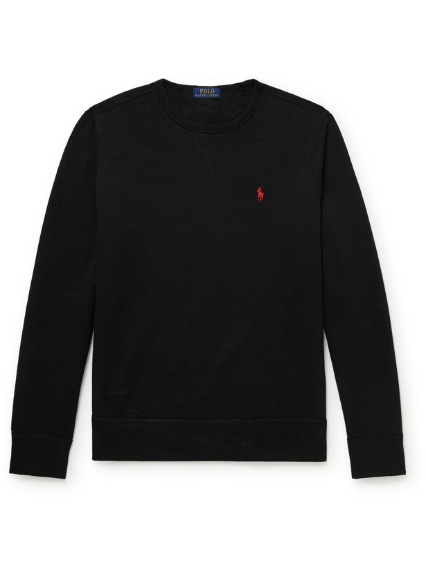 Photo: POLO RALPH LAUREN - Logo-Embroidered Cotton-Blend Jersey Sweatshirt - Black