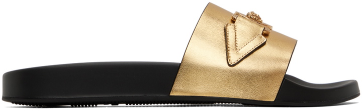 Photo: Versace Gold Medusa Biggie Slides