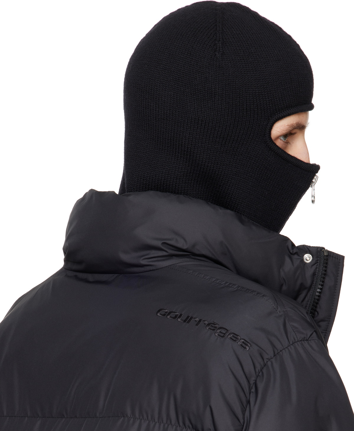 ニットキャップ・ビーニー Courreges 'Zipped Wool' balaclava (324MCP008FI0036 9999) Courrèges Black Zipped Wool Balaclava Courreges