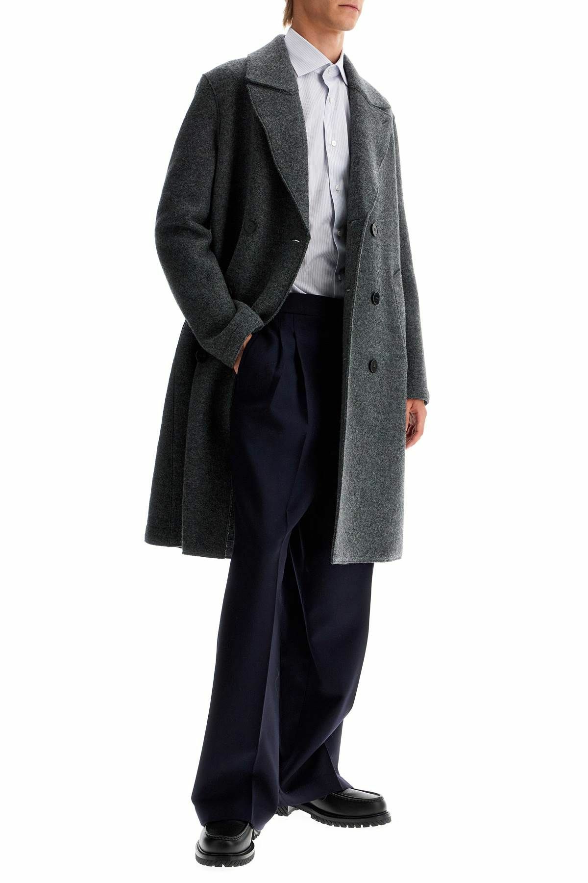 HARRIS WHARF LONDON double-breasted wool coat in boiled Grey