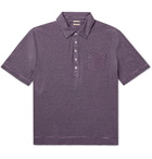 Massimo Alba - Striped Cotton and Linen-Blend Polo Shirt - Purple