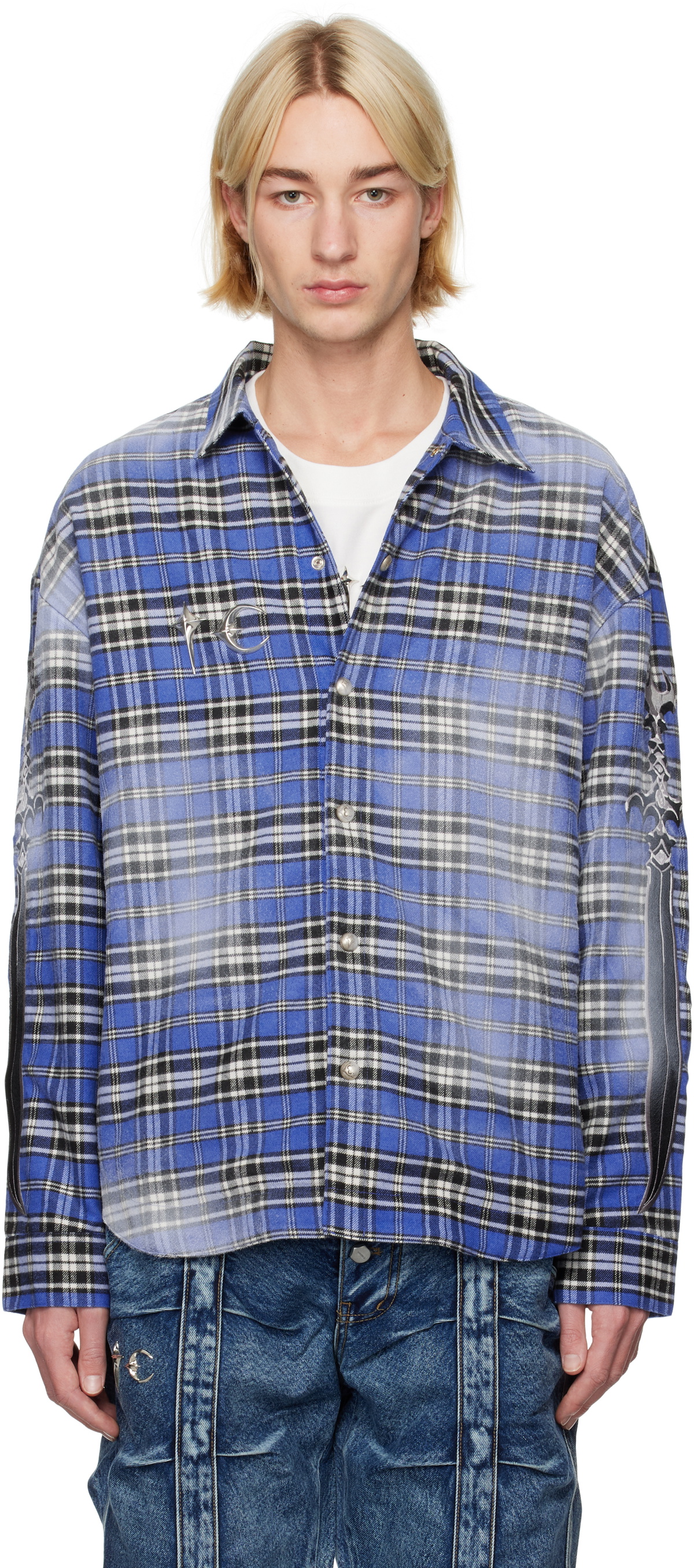 Thug Club Blue Sword Flannel Shirt Thug Club