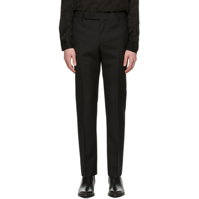 Photo: Saint Laurent Black Wool Gabardine Tailored Trousers