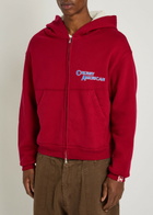 Cherry Los Angeles Thermal Logo Zip-though Cotton Sweatshirt Red