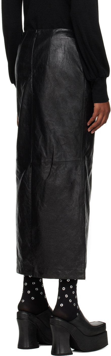 Maiden Name Black Alice Leather Midi Skirt