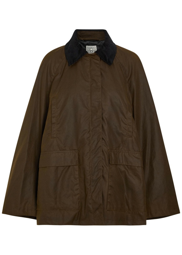 Photo: Toteme Corduroy-trimmed Waxed Cotton Jacket Dark Brown