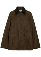 Toteme Corduroy-trimmed Waxed Cotton Jacket Dark Brown