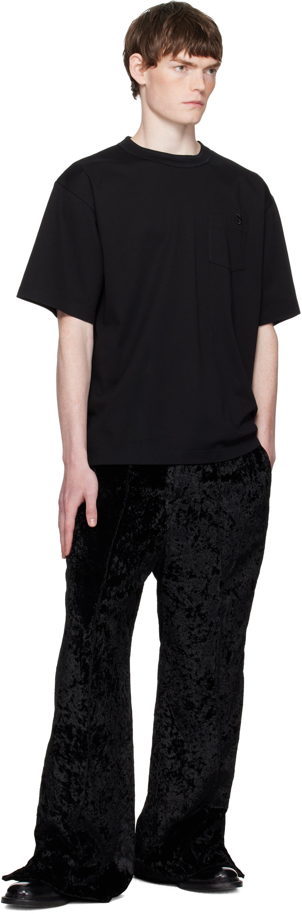 Toga Virilis Black Crush Velvet Trousers