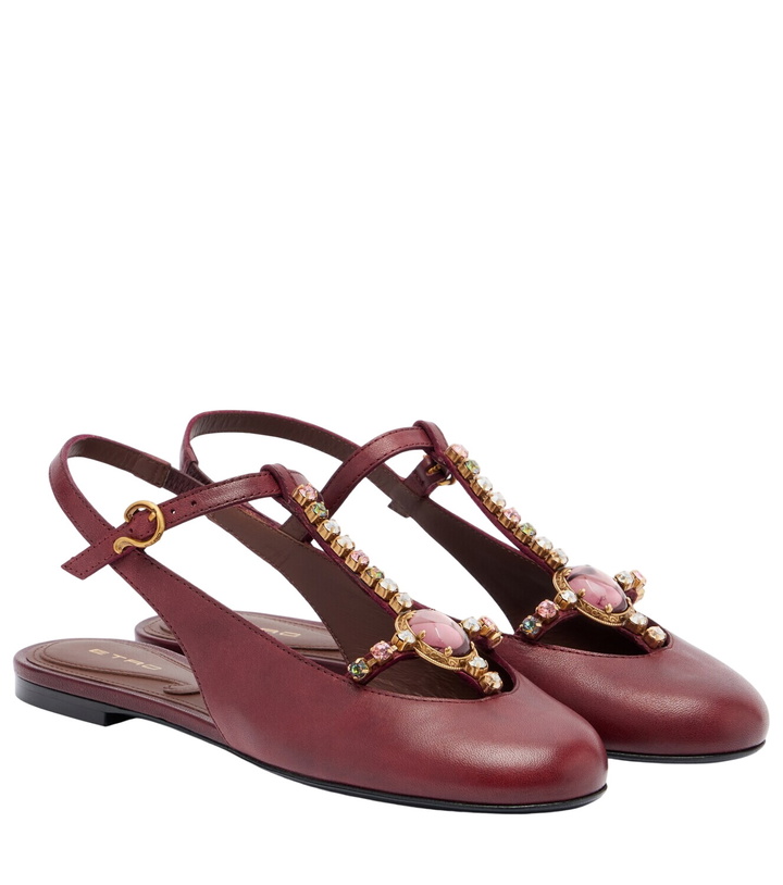Photo: Etro Embellished leather slingback flats