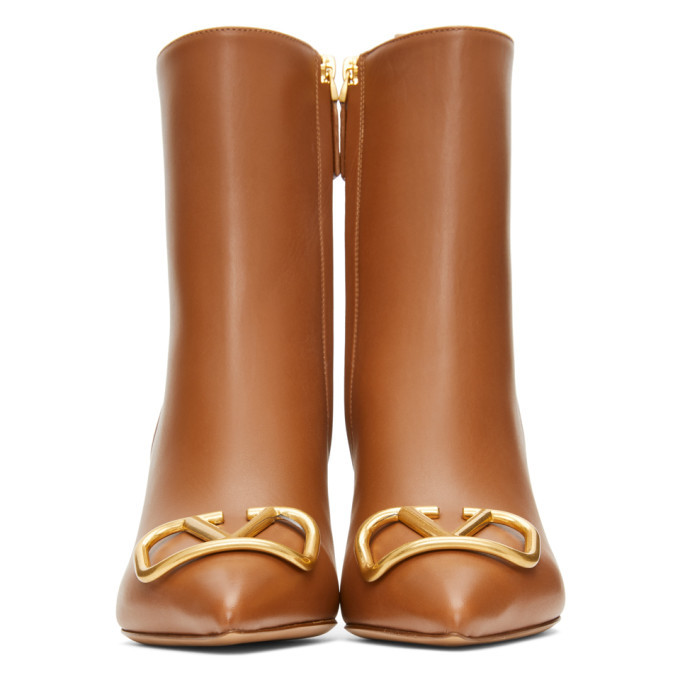 Bottines Valentino Garavani En Cuir Marron - Pointure 38.5, Talon Haut, Neuf Avec Emballage