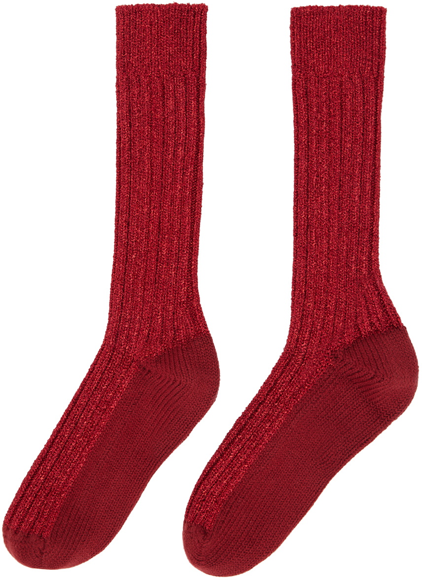 Red Java Sock Noir Kei Ninomiya Red Metallic Socks Noir Kei Ninomiya