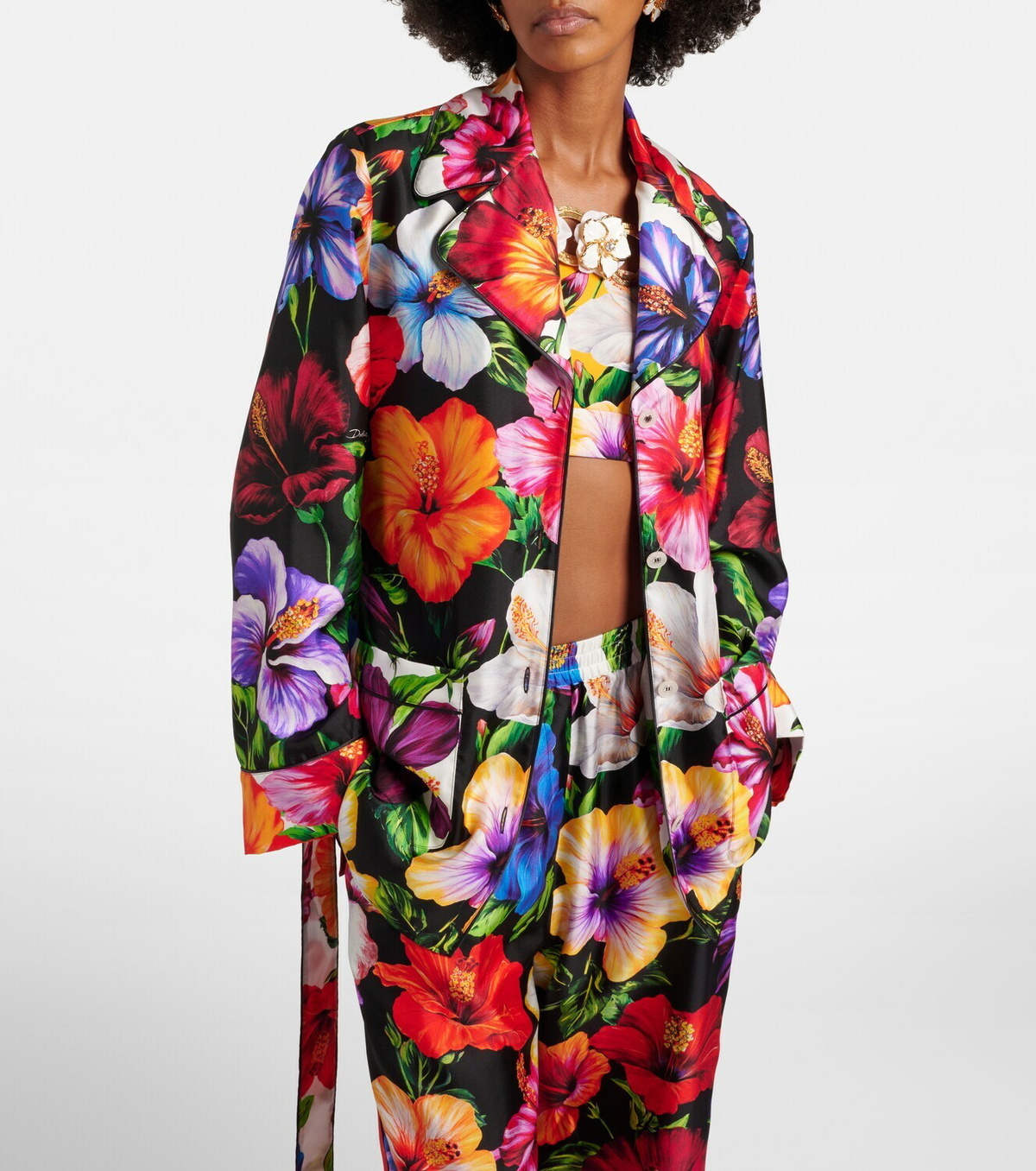 Dolce&Gabbana Floral belted silk shirt