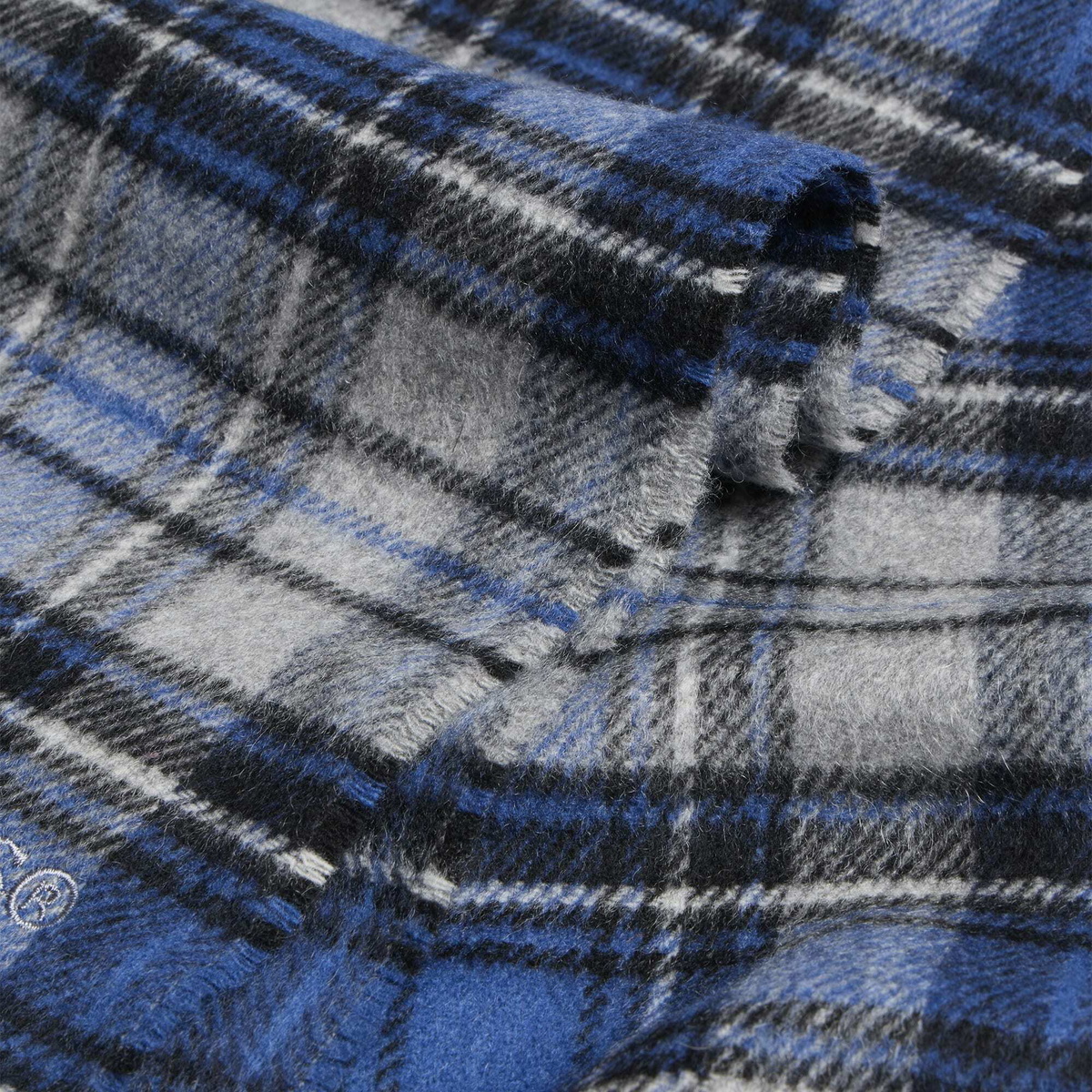 Acne Studios Men's Canada Cashmere Check Scarf in Blue/Grey