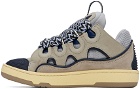 Lanvin Gray & Navy Leather Curb Sneakers