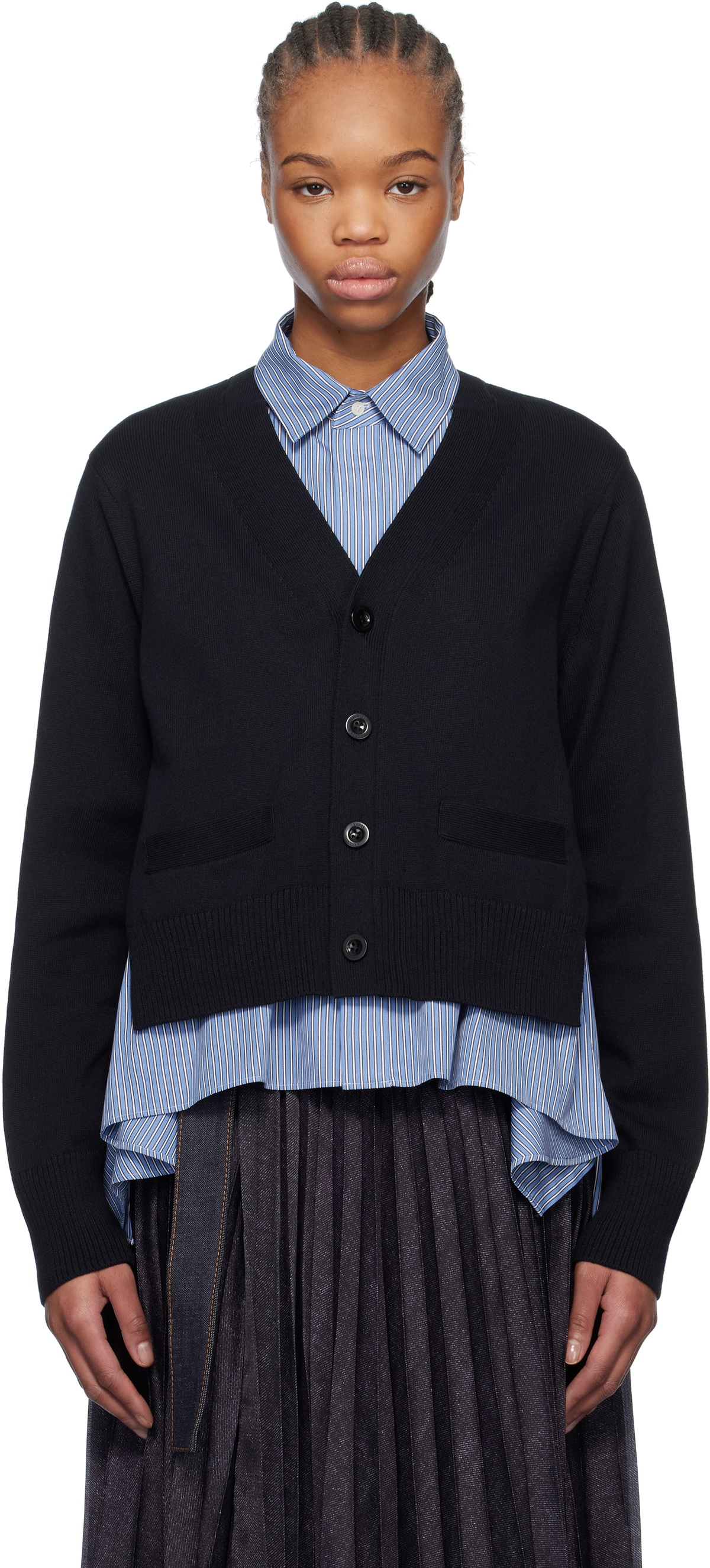 sacai Suiting Knit Cardigan　21AW ドッキング sacai: Off-White Suiting Mix Knit Cardigan | SSENSE