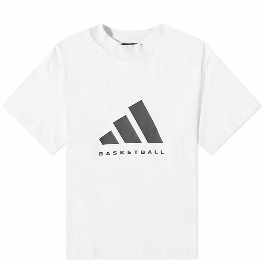 Photo: Adidas Men's Basketball Short Sleeve Logo T-Shirt in Cloud White