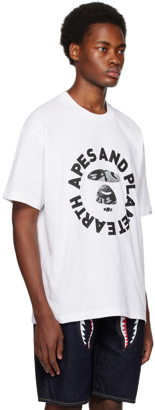 AAPE by A Bathing Ape White 'Apes And Planet Earth' T-Shirt AAPE