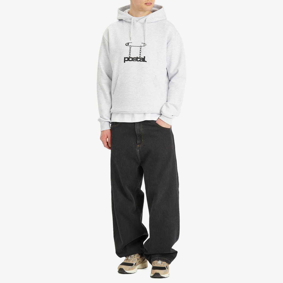 POSTAL Men's Safety Pin Hoodie in Marl Grey