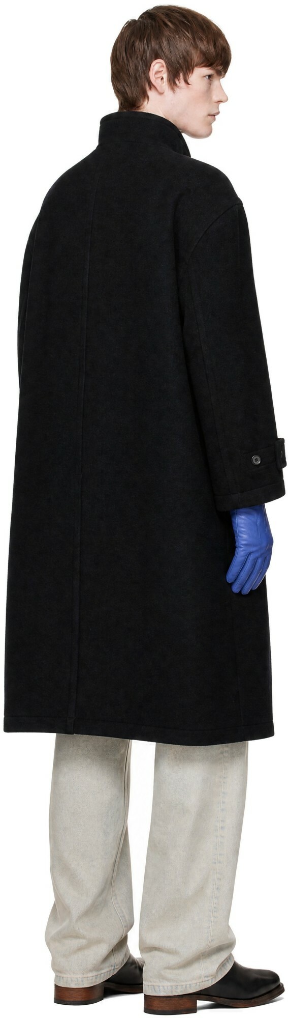 COOR Black Virgin Wool High Neck Coat
