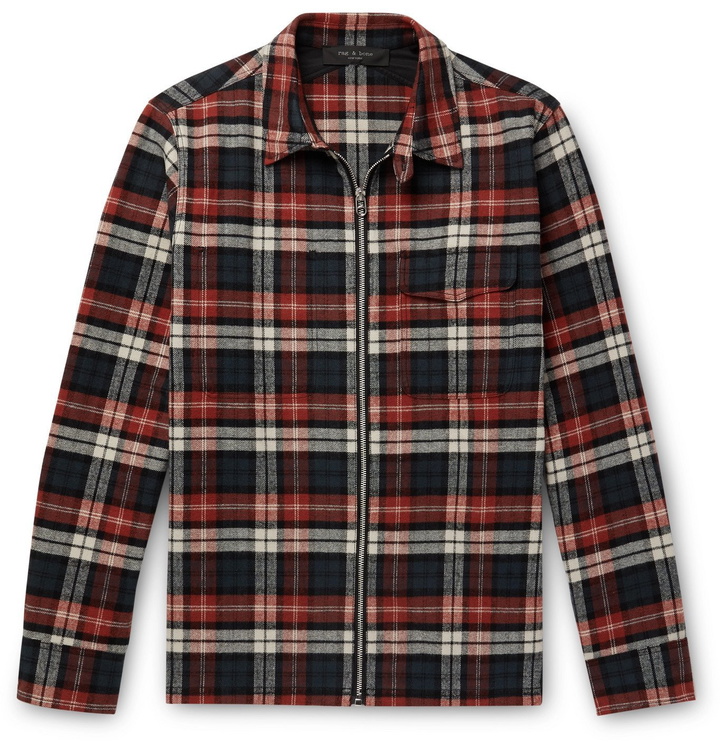 Photo: RAG & BONE - Henry Checked Brushed Cotton-Flannel Overshirt - Orange