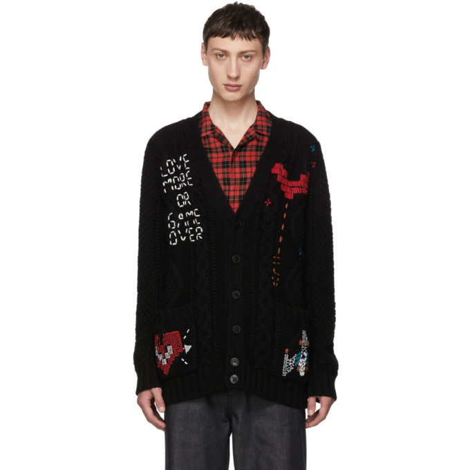 Photo: Valentino Black Cable Knit Video Game Cardigan