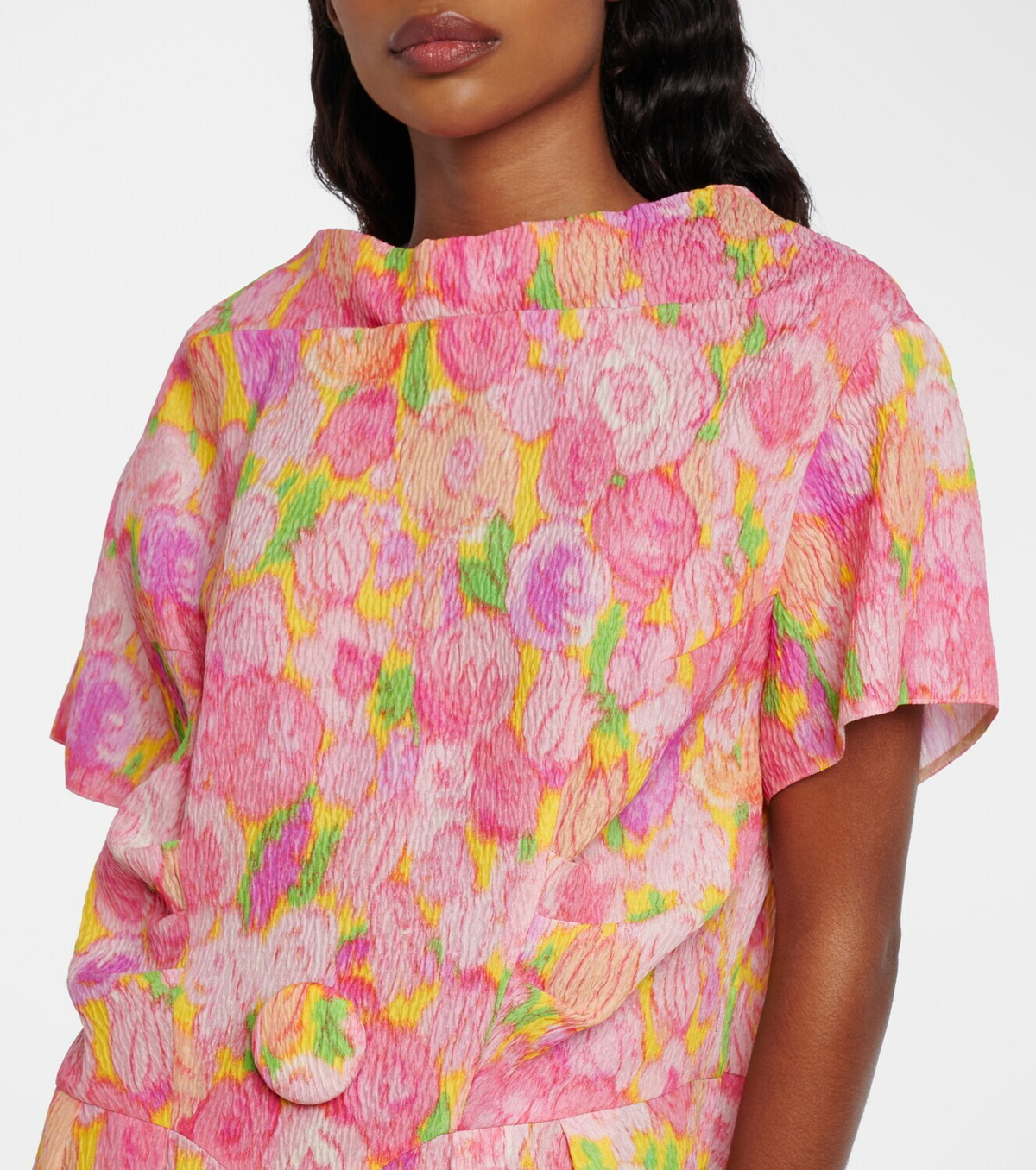 Prada Floral silk-blend cloqué midi dress