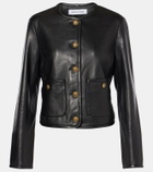 Veronica Beard Andrea cropped leather jacket