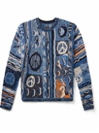 KAPITAL - Boro Gaudy Cotton-Blend Jacquard Sweater - Blue