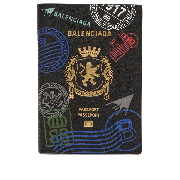 Photo: Balenciaga Men's Stamps Passport Holder in Black/Multicolor 