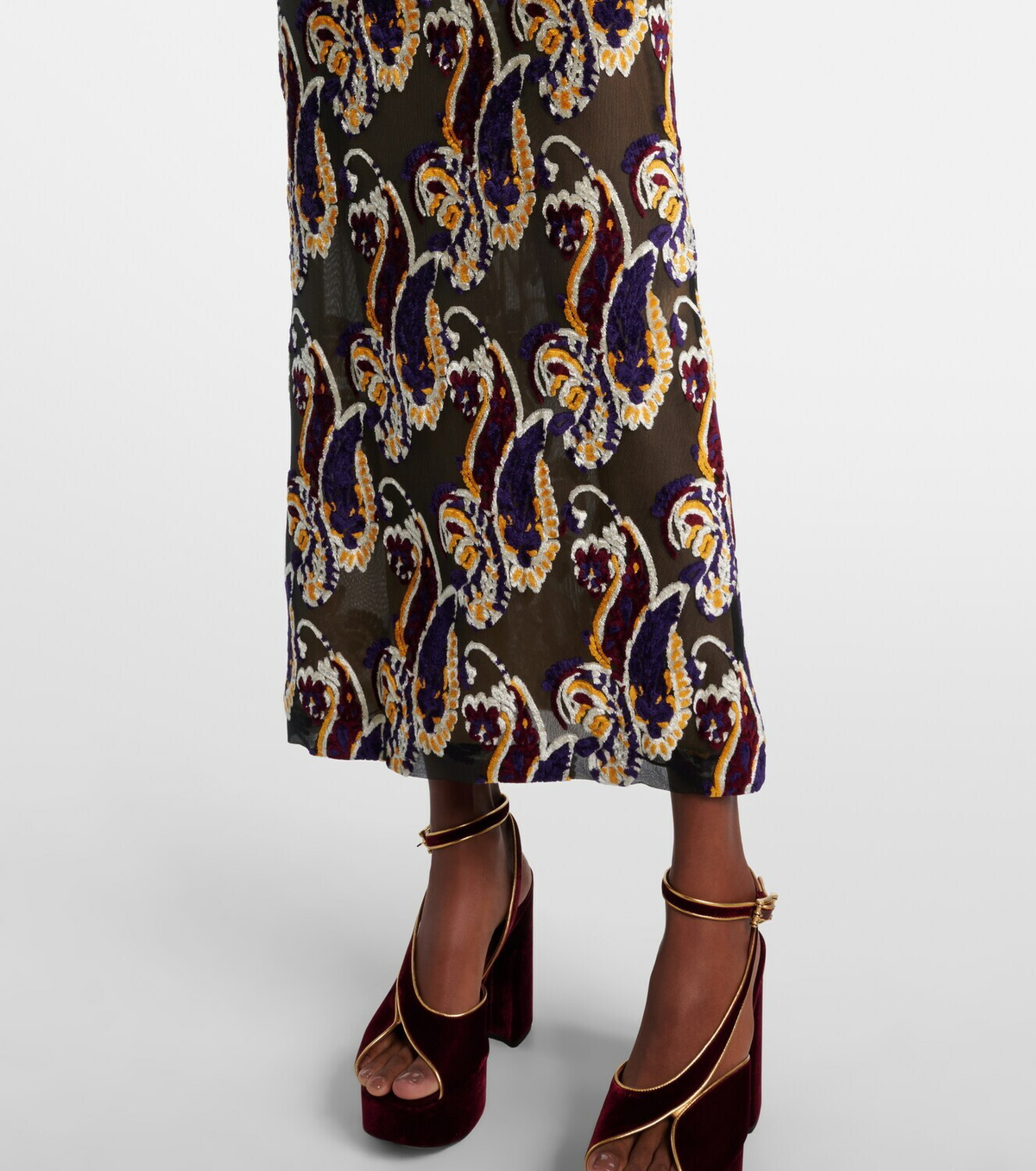 Etro Paisley semi-sheer midi dress