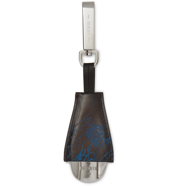 Photo: Berluti - Scritto Leather and Stainless Steel Shoehorn Fob - Silver