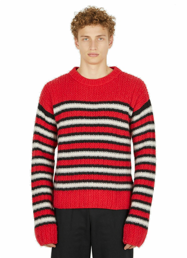 Photo: Striped Knitted Sweater in Red
