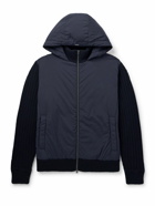 Herno - Padded Stretch-Nylon and Ribbed Wool Hooded Jacket - Blue