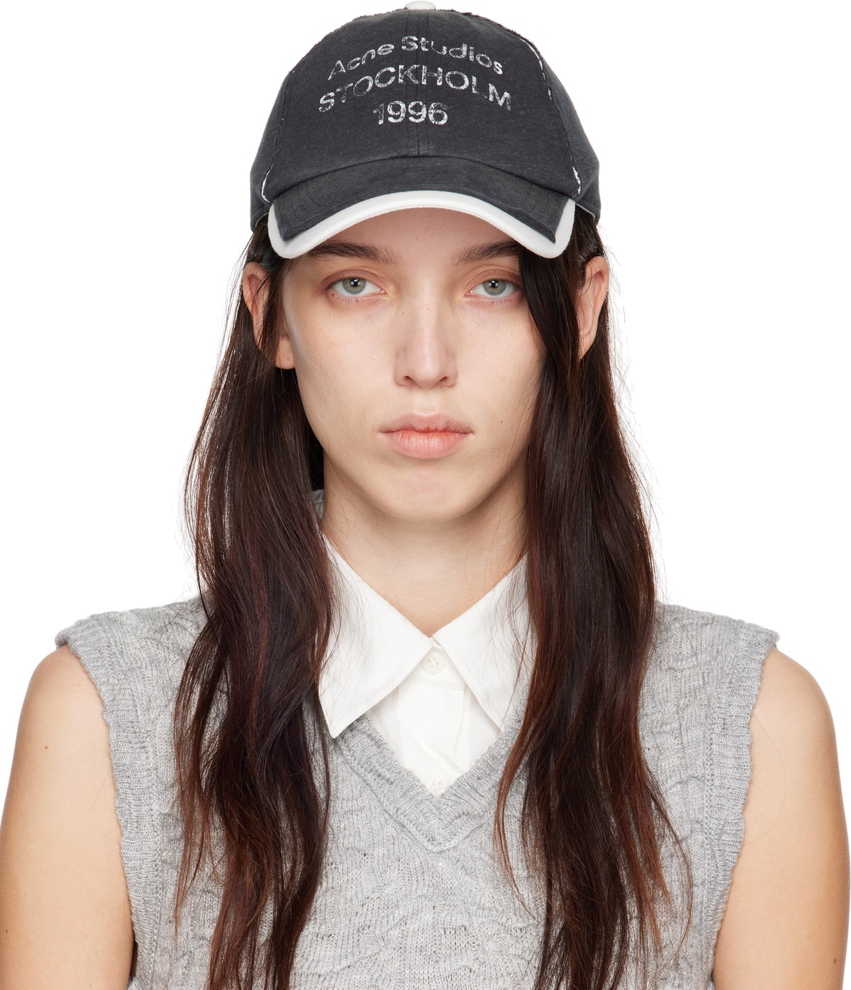 Acne Studios Black & White Logo Stamp Cap Acne Studios