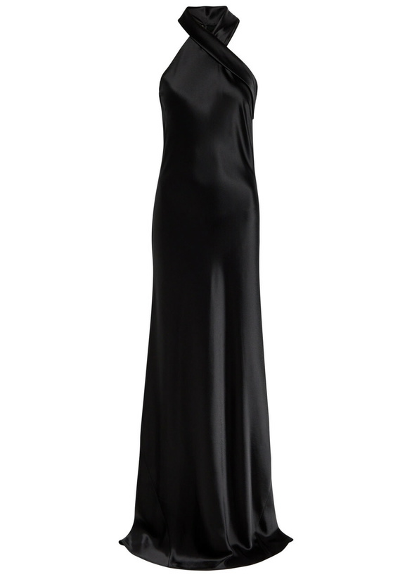 Photo: Galvan Pandora Cascading Satin Gown Black