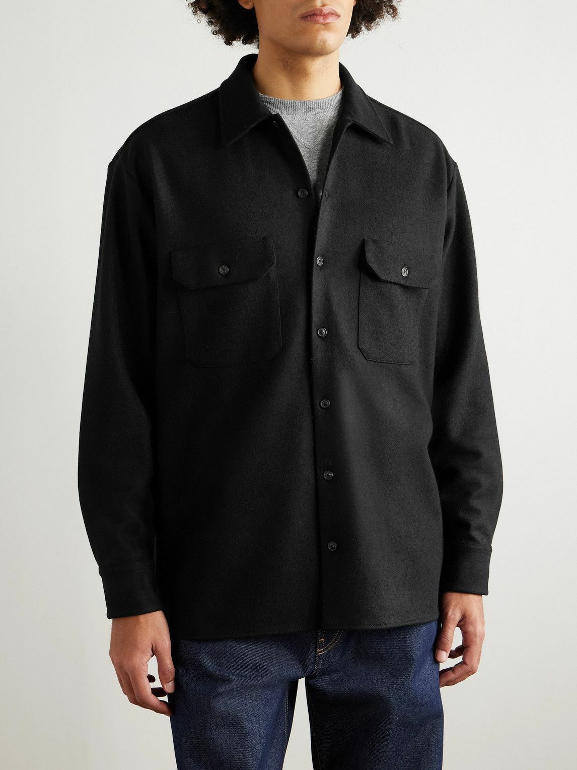 Ghiaia Cashmere - Wool Overshirt - Black