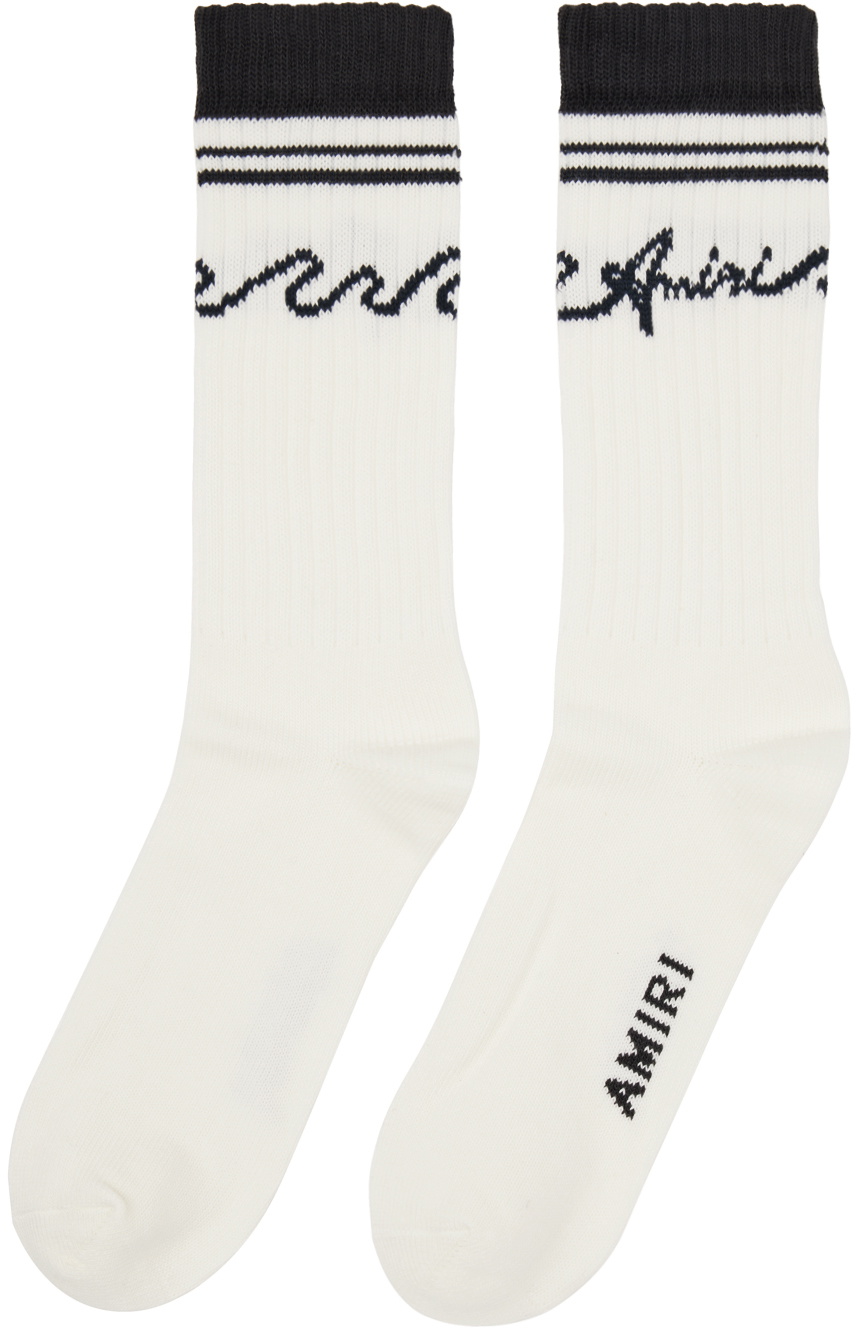 AMIRI White & Black 'Amiri' Wave Socks Amiri