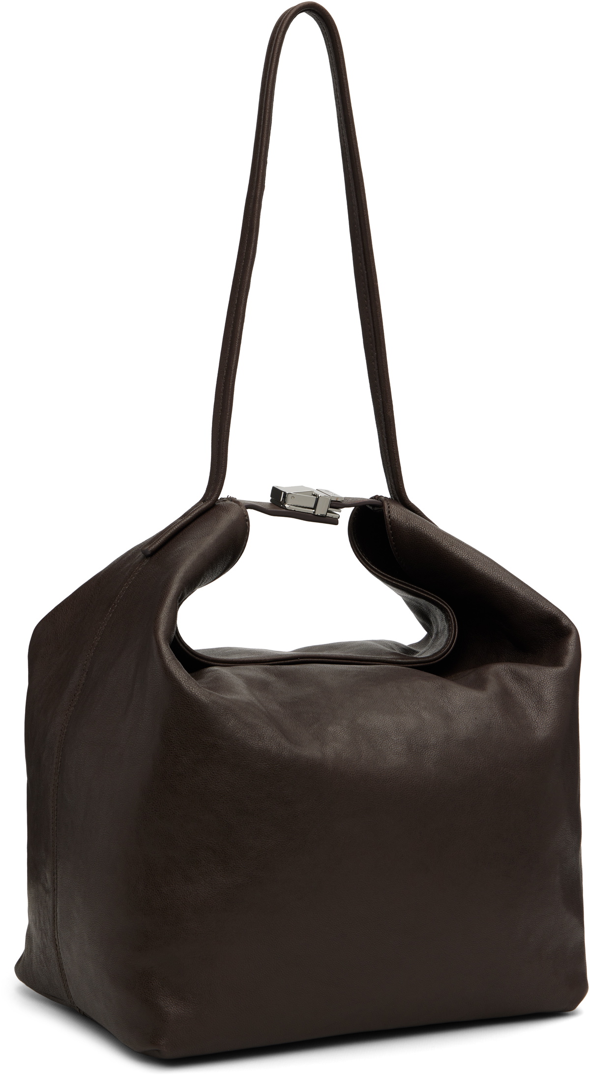 BY FAR Brown Maxi Bea Creased Leather Bag