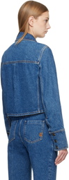 Balmain Blue Cropped Faded Denim Jacket