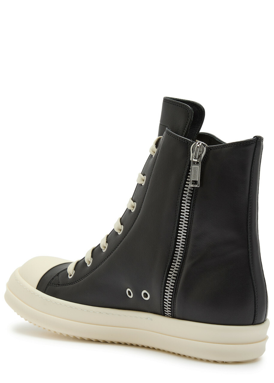 Rick Owens Leather High-top Sneakers Black