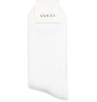 Gucci - Logo-Embroidered Ribbed Stretch Cotton-Blend Socks - White