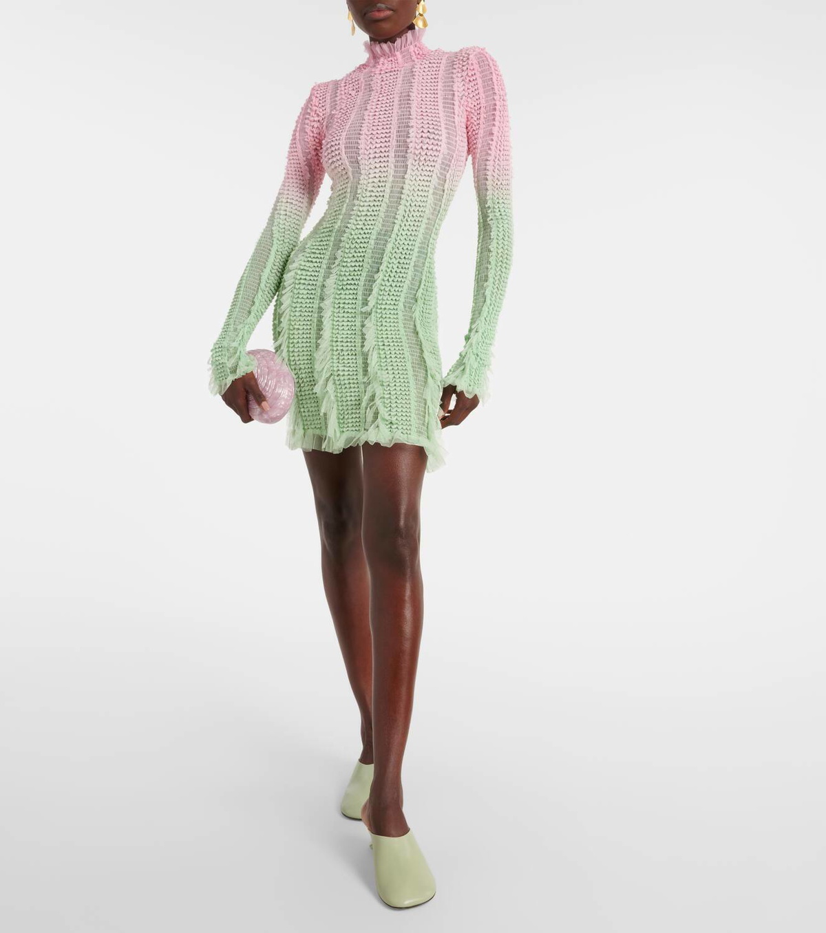 Roberta Einer Angel printed tulle-trimmed minidress