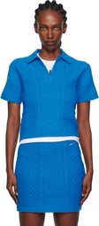 JW Anderson Blue Cropped Cable Knit Polo