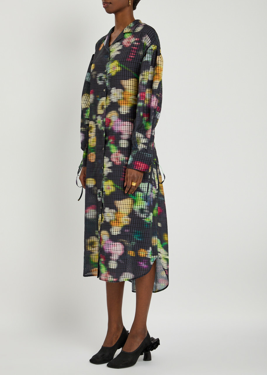 Julia Heuer Fara Floral-print Chiffon Midi Dress Black