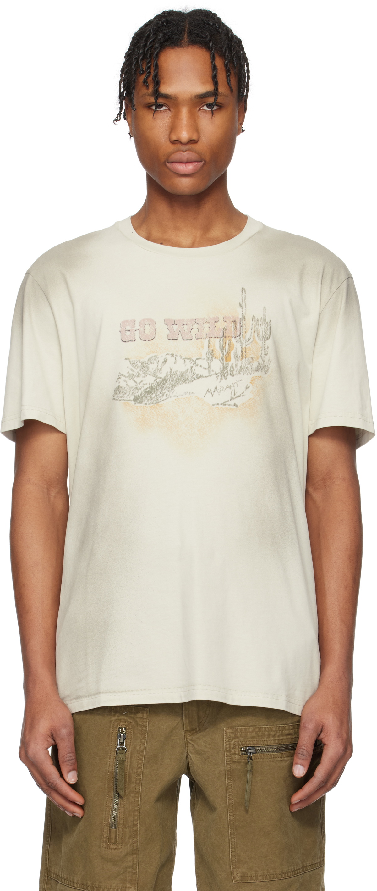 【関税込み】Isabel Marant ベージュ Leiloha Tシャツ Zewel T-Shirt Woman white-light gold | ISABEL MARANT