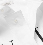 Valentino - VLTN Strap-Detailed Printed Cotton-Poplin Shirt - White
