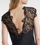 Ferragamo Lace-trimmed silk gown